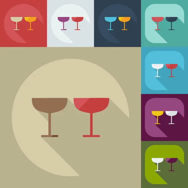 Flat modern design with shadow icons wineglass