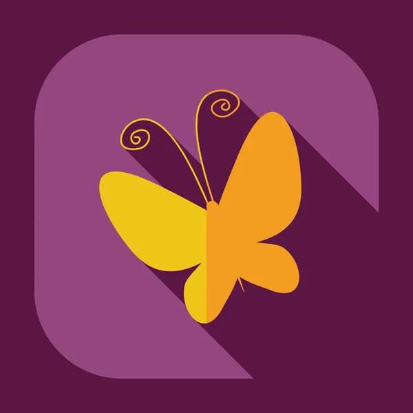Flaches modernes Design mit Schattensymbolen Schmetterling — Stockvektor