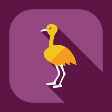 Gölge simgeler devekuşu ile düz modern tasarım