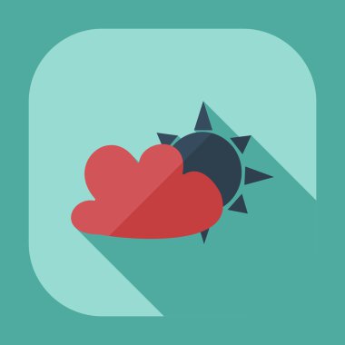 Gölge simgeler bulut güneş ile düz modern tasarım