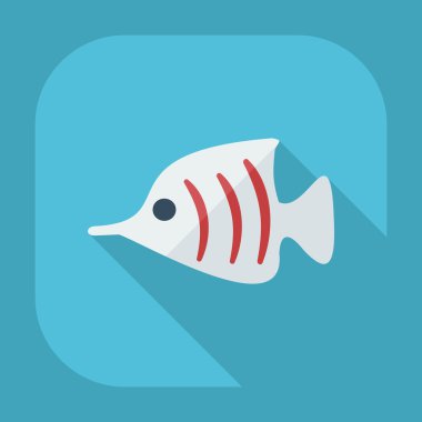 Gölge simgeleri küçük balık ile düz modern tasarım