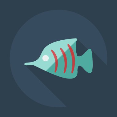 Gölge simgeleri küçük balık ile düz modern tasarım