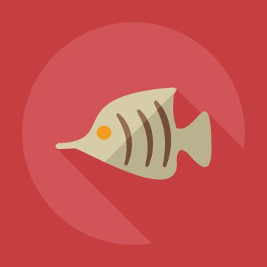 Gölge simgeleri küçük balık ile düz modern tasarım