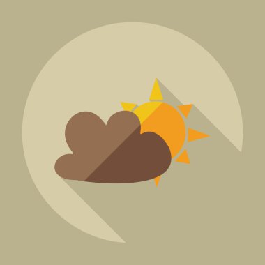 Gölge simgeler bulut güneş ile düz modern tasarım