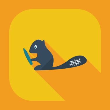 Gölge simgeler beaver ile düz modern tasarım