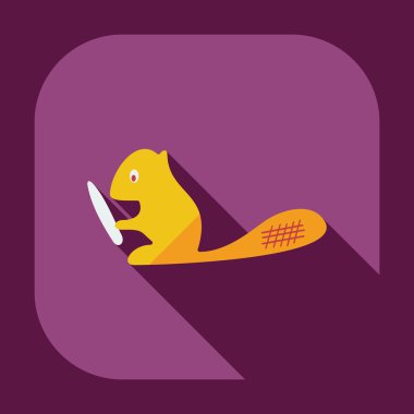 Gölge simgeler beaver ile düz modern tasarım