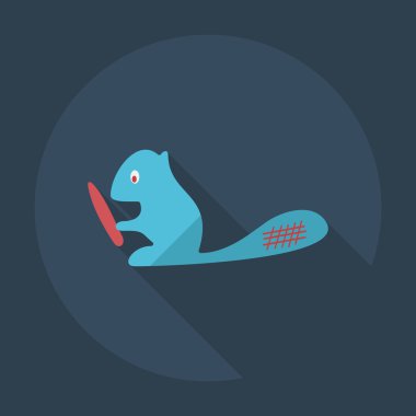 Gölge simgeler beaver ile düz modern tasarım