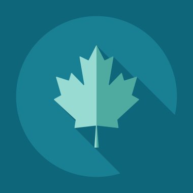 Gölge simgeler akçaağaç yaprağı ile düz modern tasarım 