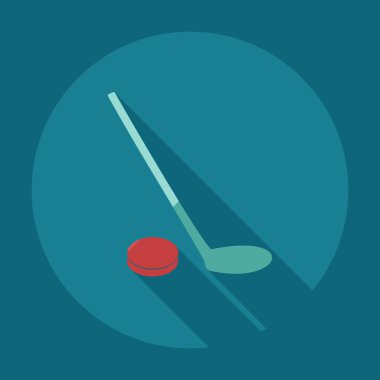 Gölge simgeler hokey ile düz modern tasarım