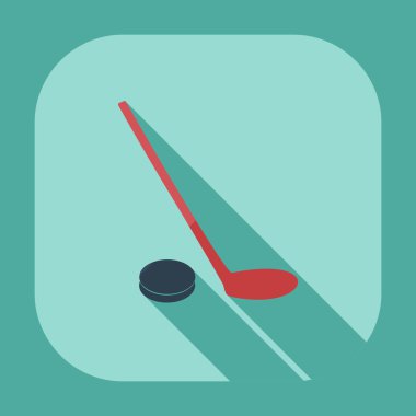 Gölge simgeler hokey ile düz modern tasarım