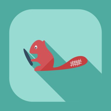 Gölge simgeler beaver ile düz modern tasarım