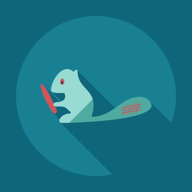 Gölge simgeler beaver ile düz modern tasarım