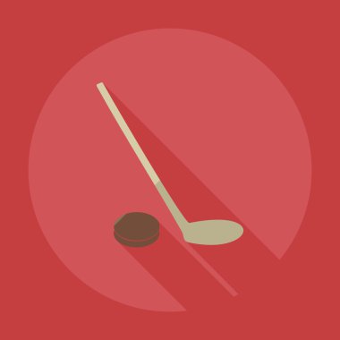 Gölge simgeler hokey ile düz modern tasarım