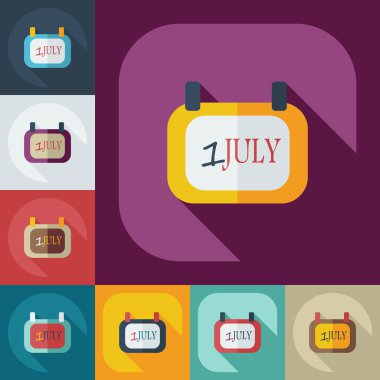 Gölge simgeleri 1 Temmuz ile düz modern tasarım