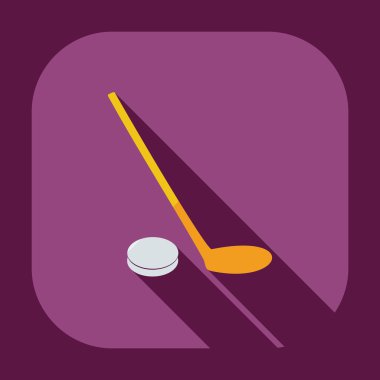 Gölge simgeler hokey ile düz modern tasarım