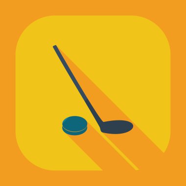 Gölge simgeler hokey ile düz modern tasarım