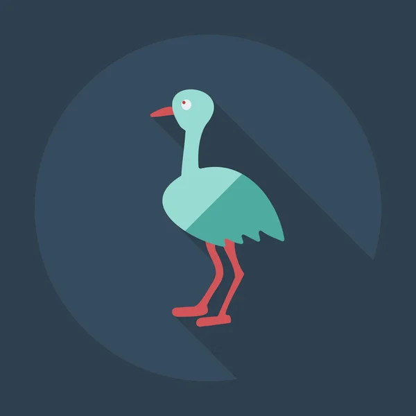 Diseño moderno plano con iconos de sombra avestruz — Vector de stock