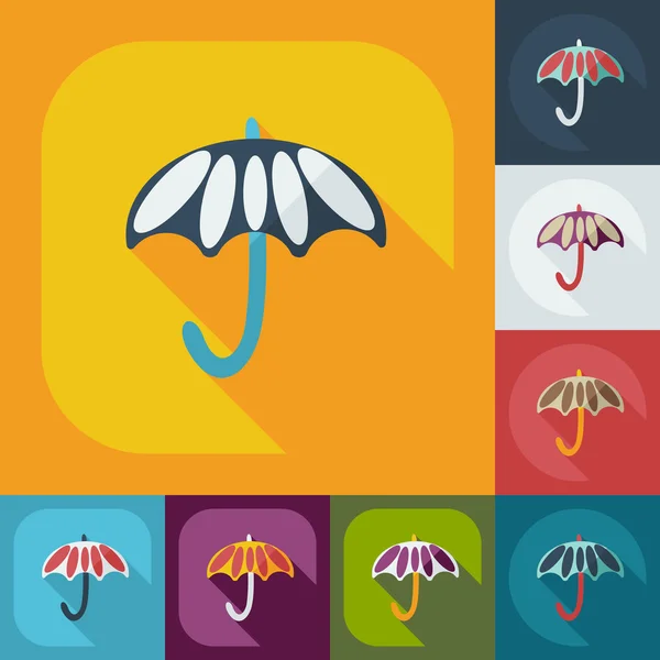 Flaches modernes Design mit Schatten-Symbolen Regenschirm — Stockvektor