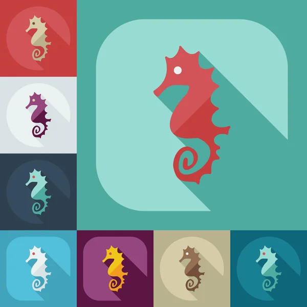 Flat modern design with shadow icons seahorses — Stock Vector