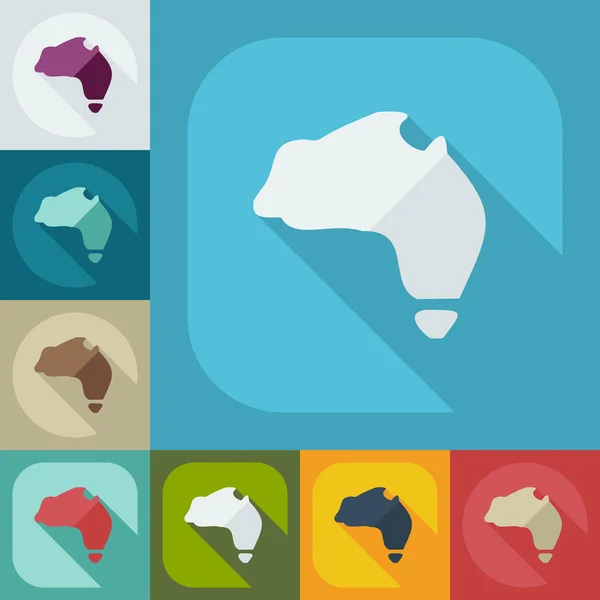 Diseño moderno plano con iconos de sombra mapa Australia — Vector de stock