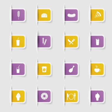 Set, bir koleksiyon benzersiz kağıt Etiketler fast food