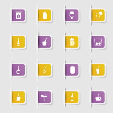 Ayarla, benzersiz kağıt etiketleri içecekler topluluğu