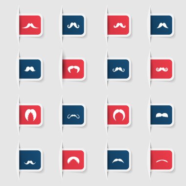 Ayarla, benzersiz kağıt etiketleri bıyık topluluğu