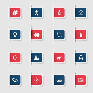 Ayarla, benzersiz kağıt etiketleri simgelerin bir koleksiyon Arapça