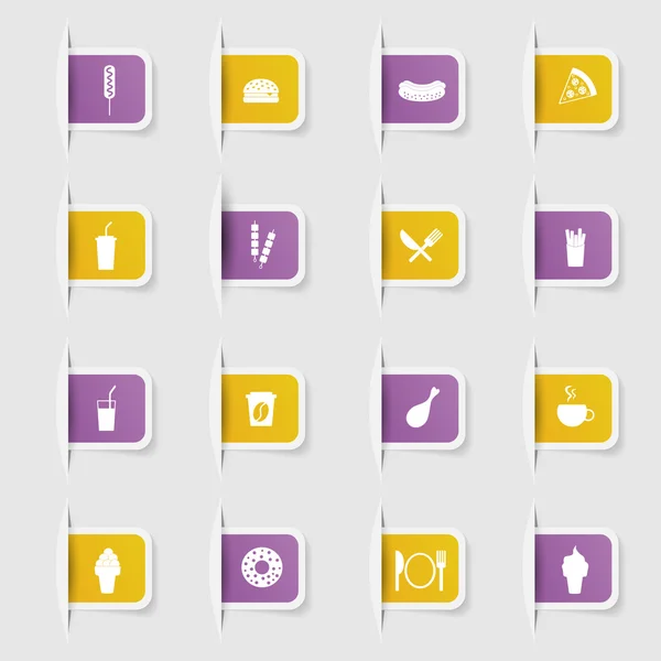 ユニークな紙ステッカー ファーストフードのコレクションを設定します。 — ストックベクタ