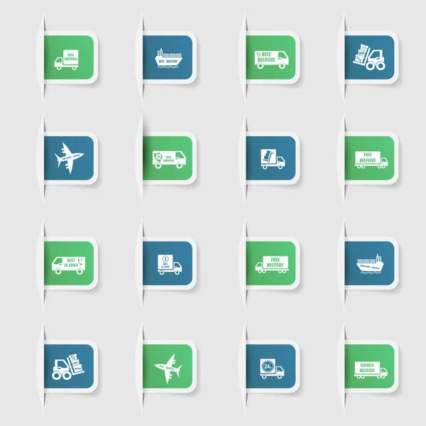 Набор, коллекция уникальных бумажных наклеек экспресс-доставки — стоковый вектор