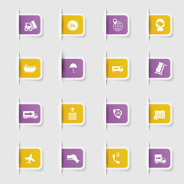 Набор, коллекция уникальных бумажных наклеек экспресс-доставки — стоковый вектор
