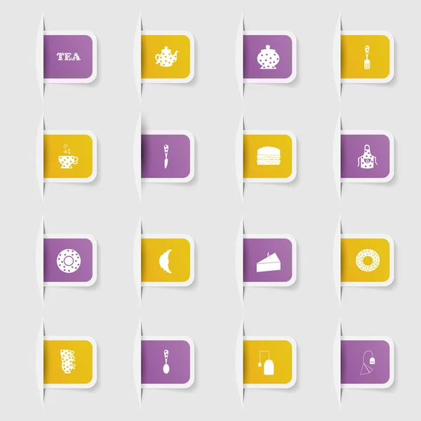セット、ユニークな紙ステッカー紅茶のコレクション — ストックベクタ