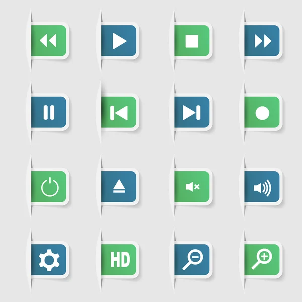 Set, eine Sammlung einzigartiger Sticker aus Papier Icon Player — Stockvektor