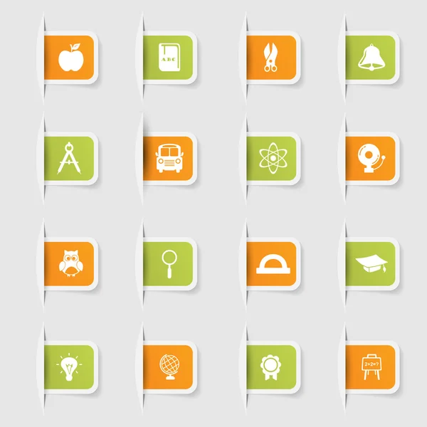ユニークな紙ステッカー アイコン教育のコレクションを設定します。 — ストックベクタ