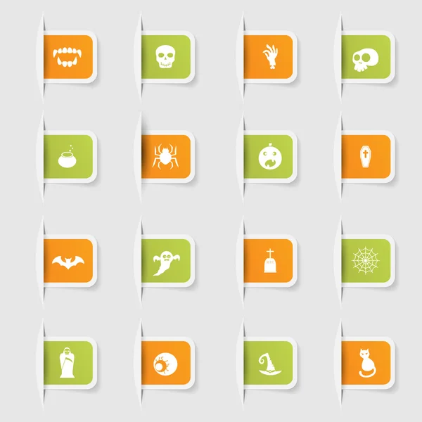 Набор уникальных бумажных стикеров Хэллоуина — стоковый вектор