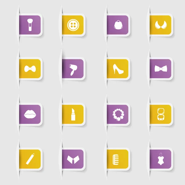 ユニークな紙ステッカー ファッションのアイコンのコレクションを設定します。 — ストックベクタ