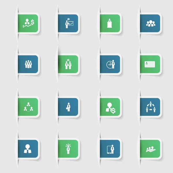 Набор, коллекция уникальных бумажных наклеек иконок маркетинга — стоковый вектор