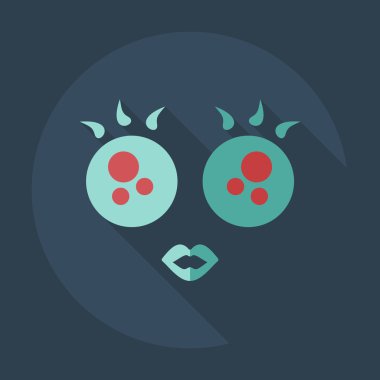 Gölge simgeler gülen kirpik ile düz modern tasarım