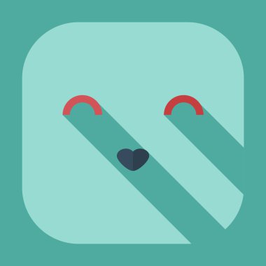 Gölge simgeler gülen şirin ile düz modern tasarım