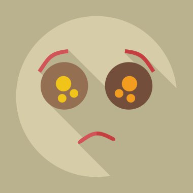 Gölge simgeler üzgün smiley ile düz modern tasarım