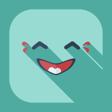 Gölge smiley simgeleri gülüyor ile düz modern tasarım
