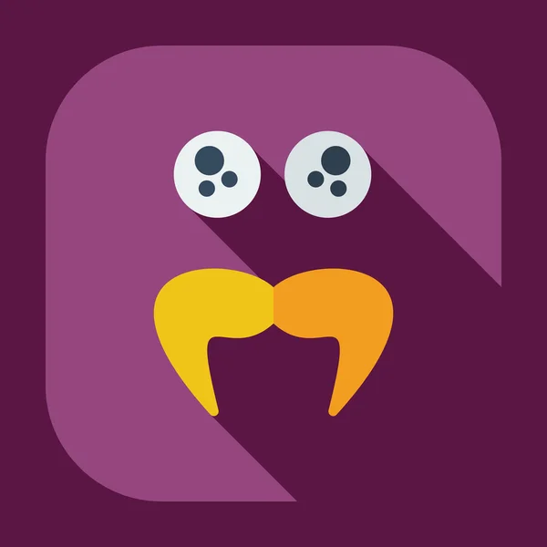 Diseño moderno plano con iconos de sombra bigote sonriente — Vector de stock