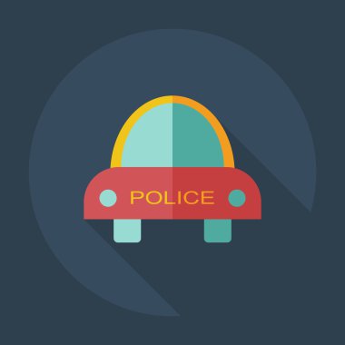 Gölge simgeler polis arabası ile düz modern tasarım