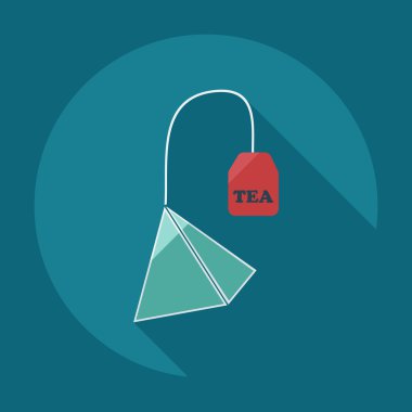 Gölge simgeler çay ile düz modern tasarım