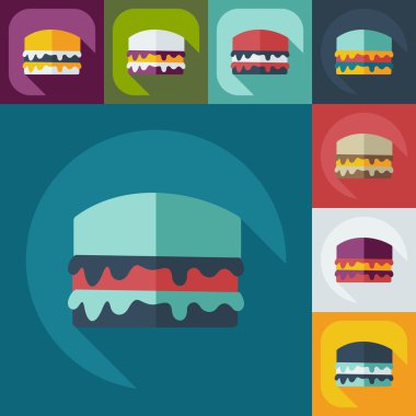 Gölge simgeler tatlılık ile düz modern tasarım