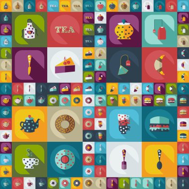 Düz kavramı, set modern tasarımı ile gölge çay