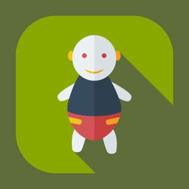 Gölge simgeler çocuklu düz modern tasarım