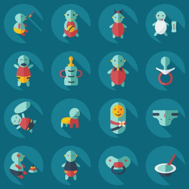 Düz kavramı, set modern tasarımı ile gölge Babes