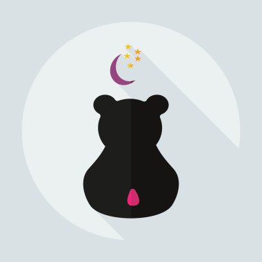 Gölge simgeler panda sevgi ile düz modern tasarım