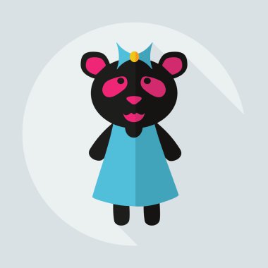 Gölge simgeler panda kızla düz modern tasarım